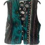 Ali Miles Women's Size 12 Large Aztec‎ Western Tribal V Neck Button Up Top Green Photo 0