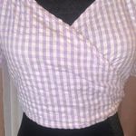 Sim & Sam Size M Gingham Wrapped V Neck Crop Photo 3