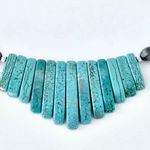 Free People  Market Hematite & Turquiose Beaded Fringe Statement Necklace Photo 2