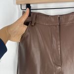 Meshki  Tyra Straight Leg Pants Womens XS Faux Leather Chocolate Brown High Rise Photo 3