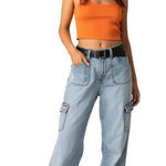 Vintage Gitano Baggy Cargo Jeans Size Size 18 (36") Skate Punk Denim 80s 90s Blue Photo 0