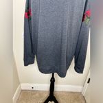 Very J NTM:  Thicker Charcoal Long Sleeve Top with 3D Rose Embroidery Sz XL Photo 13
