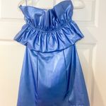 Glam Metallic Blue Ruffle Top Dress Photo 3