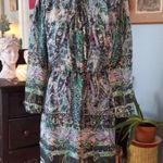 Charlie Jade Blue Green Multicolored Paisley Floral Print Long Sleeve Dress Photo 7