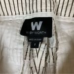 W By Worth  White Brown Pinstripe Pants 2 Slim Fit Stretch Career Classic Photo 3