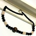 Handmade Jasper Obsidian Gem Fine Art Gemstone Bead Necklace Unisex Men Women Artist RARE Artisan Lobster Claw Clasp Closure Photo 0