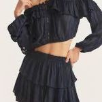 Love Shack Fancy  Ruffle Mini Skirt in Midnight Photo 1