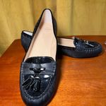 Joan & David Circa Black Patent Leather Tassel Loafers Classic Flat Shoes Photo 2