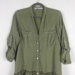 ZARA  Army Green Babydoll Ruffle Button Oversized Mini Dress XS Lightweight Beach Photo 3