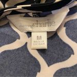 Charming Charlie ’s White and Blue Pattern Faux Wrap Dress Size Medium Photo 2