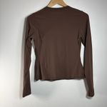 SKIMS  Fits Everybody Long Sleeve Crewneck T-Shirt Cocoa Size Large Lightweight Photo 3