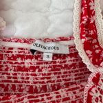 Olivaceous  Red Smocked Dress Photo 3
