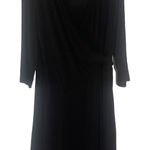 Chico's Travelers Women's Size 3 Large Black Slinky Wrap Midi Dress Photo 0