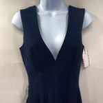 Dress the Population Sandra Plunge Crepe Trumpet Gown Mermaid Maxi Dress Blue Photo 5