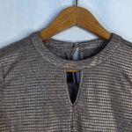 By & By Scrunched Waist Metallic Shimmer Keyhole Neckline Top Size Small Brown Photo 2