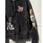Disney  Parks Mickey Mouse Hoodie Rose Tattoo Women’s Sz L Black Zip Up Jacket Photo 14