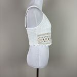 Hollister Tank Top Womens XS White Crochet Cropped Floral V-Neck Festival Boho Photo 4