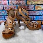 Cecilia New York Camel Colored Strappy 4” Heels size 7 Orange Photo 1