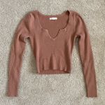 PacSun Tan Long Sleeve Notch Sweater Photo 0