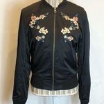 American Eagle  black floral embroidered bomber Photo 1