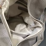 VALENTINA Genuine Italian Pebbled Leather Taupe Sling Backpack Shoulder Bag Gray Photo 13