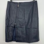 Very J New Faux Leather Asymmetric Zip Front Slit Skirt Blue Grey Photo 5