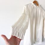 Veiled Ruffle Cinched Long Sleeve Blouse in Off White Photo 2