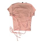 Windsor Small/ XL One Size Lace-Up Sexy Open Back Pink Ribbed Knit short sleeve Crop Top Photo 7