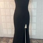 City Triangles Black Sparkle Off The Shoulder Lined Front Split Long Gown Size 1 Photo 0