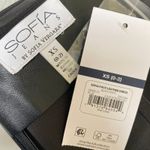 NEW SOFIA JEANS Black Faux Leather Midi Dress XS Criss Cross Neckline Halter Photo 3