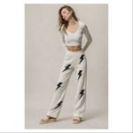 NWT Macaron Boutique (Bibi) Cozy Popcorn Thunder Print Stretchy Waist Pants Black Photo 2