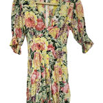 Faithfull the Brand Yellow Pink Floral Romper Womens 2 Puff Short Sleeve Ana Photo 0