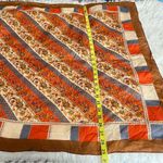 Floral print scarf 31” By 29” unbranded no material tag orange brown tan purple Photo 3