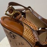 Chloé Renna Leather Snakeskin Slingback Cork Wedges Size 39.5 Photo 7