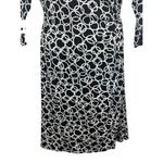 Nine West  Black White Wrap Dress Chain Link Pattern 3/4 Sleeve Dress L Photo 4