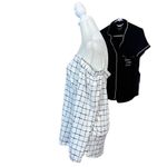 Mine Off The Shoulder White & Black Grid Pattern Long Sleeve Top Size Medium Photo 2