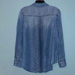 Sundance  Tessa Chambray Pleated Front Snap Button Long Sleeve Shirt Size Medium Photo 6