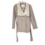 Jessica Simpson Womens Sz S Blush Pink Faux Fur Collar Coat Wool Blend Belted Photo 4