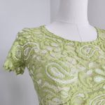 American Vintage Y2K Andria Lieu Collection Lime Green Lace Paisley Floral Mesh Baby Tee Top XS Photo 1