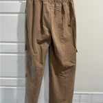 Women's Tan Cotton Cargo Pants Elastic Waist Pull On Baggy Relaxed NWT Brown Photo 1
