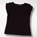 Tahari Black Short Flutter Sleeve T-Shirt Top Large Photo 7