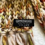 Italian Lambswool Blend Knit Scarf Brown Green Multicolor Fringe Cozy Winter Photo 2
