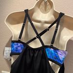 New Women’s Aqua Tech Blouson Tankini Top Blue Tie Dye Black Medium NWT Photo 6