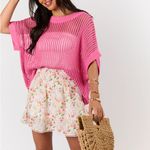 Pink Lily  Vibrant Pink Knit Top Crop Size L Cover Up Photo 5
