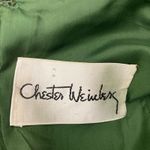Chester Weinberg Dress 8 Vtg 60s Green Silk Cocktail Gown Covered Buttons Photo 10