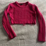 Almost Famous Vibrant Pink Ribbed Crop Sweater Photo 0