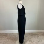 AQUA Black Crepe High-Low Hem Cocktail Dress Size 8 Sleeveless V-Neck by Photo 2