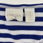 Chico's Chico’s Size 2 US L 12 City Striped Top Tiered Blue White Stripe Womens Blouse Photo 7