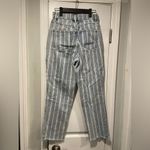 PacSun size 6 Striped Denim High Rise Straight Leg Distressed Hem Jeans Photo 2