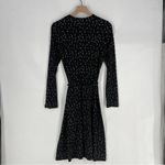 Leota Black White Speckled Print Stretch Jersey Long Sleeve Midi Wrap Dress L Photo 10